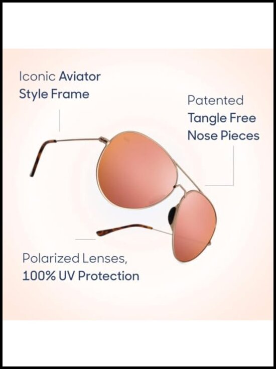 Polarized Aviator Sunglasses with Metal Frame, Stainless Steel, UV Protection